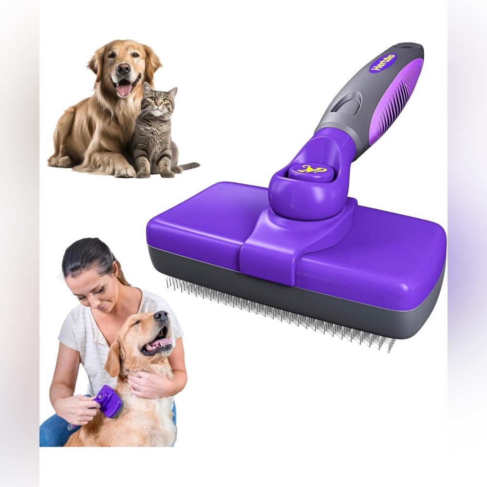 Hertzko Self-Cleaning Dog & Cat Slicker Brush for Pets  - Purple